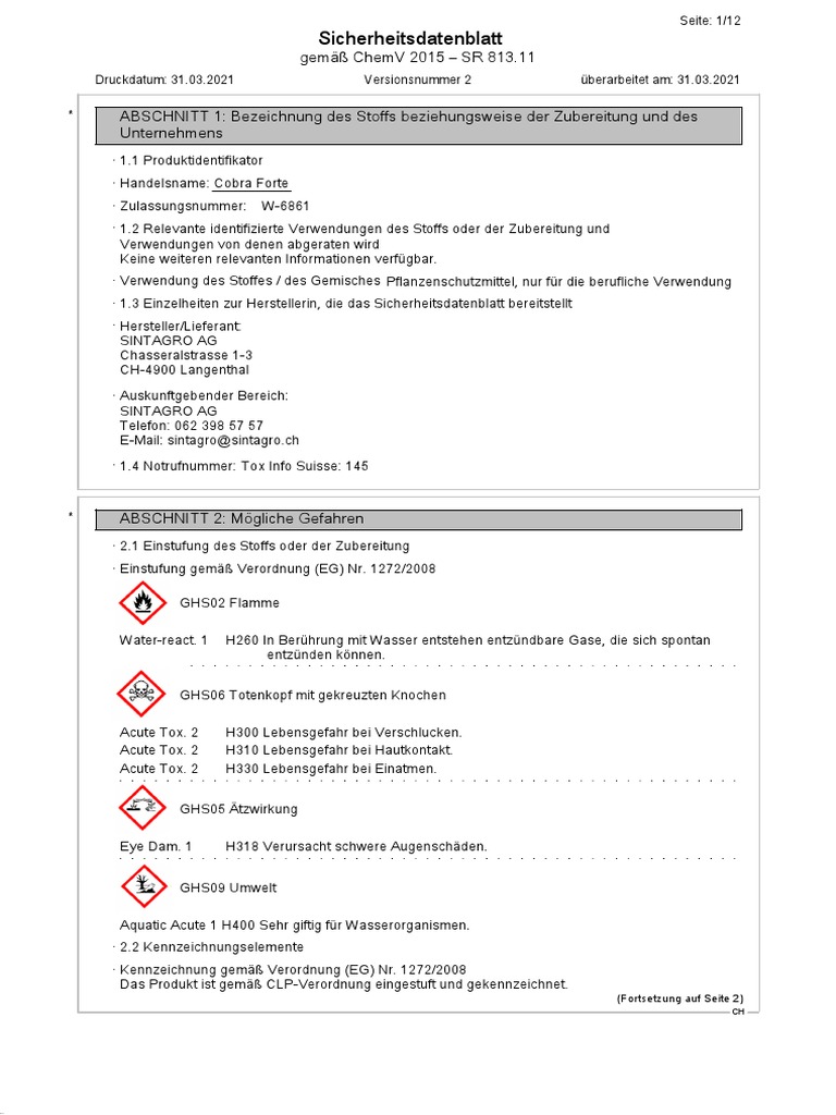 SDB Cobra-Forte Sintagro D | PDF