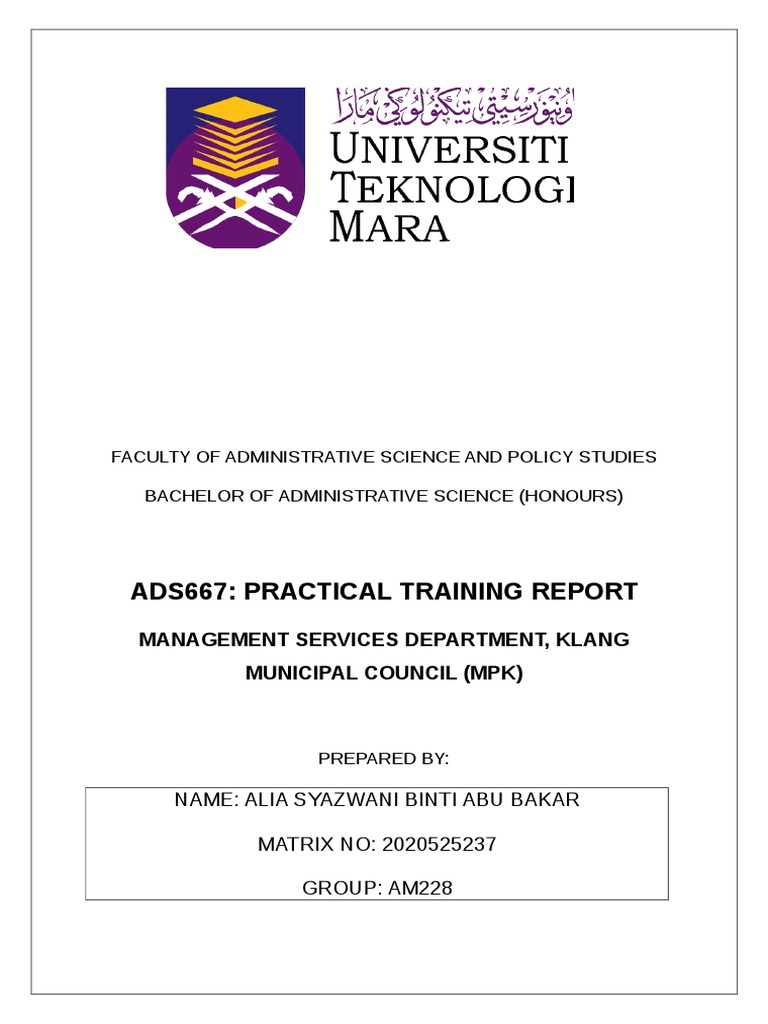 ALIA_SYAZWANI_PRACTICAL_TRAINING_REPORT.docx | PDF | Mentorship ...