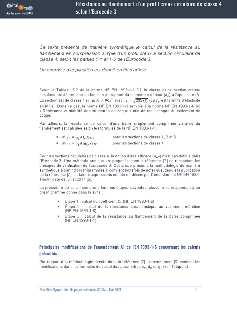 Flambement d'un tube acier classe 4 | PDF | Flambage | Résistance des ...