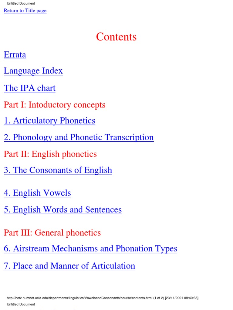 Course - Contents of Phonetics | PDF | Stress (Linguistics) | Vowel