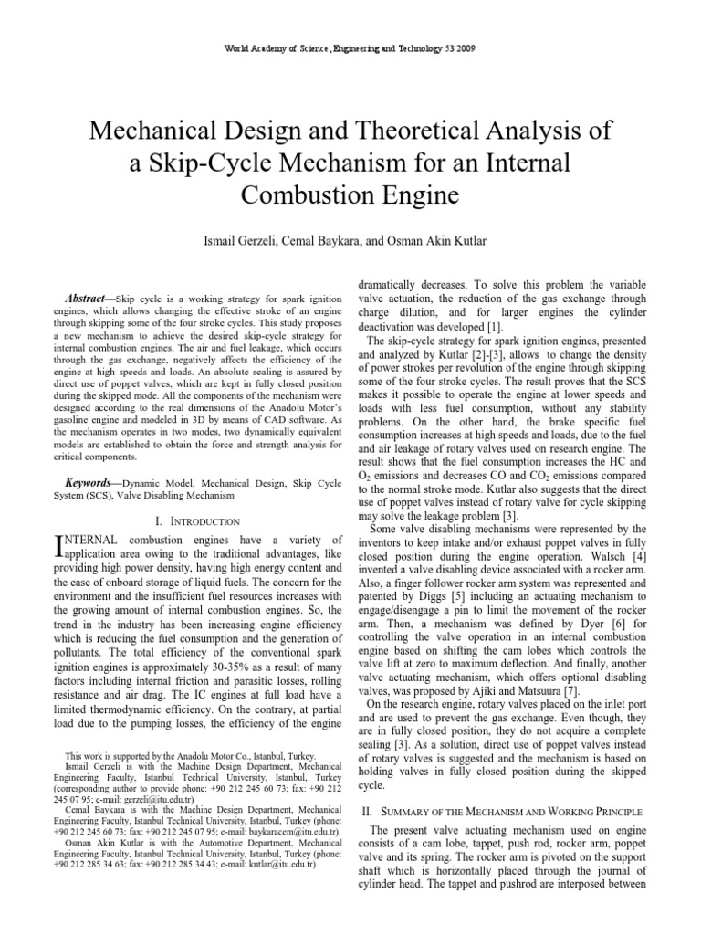Skip Cycle Engine | PDF | Internal Combustion Engine | Force