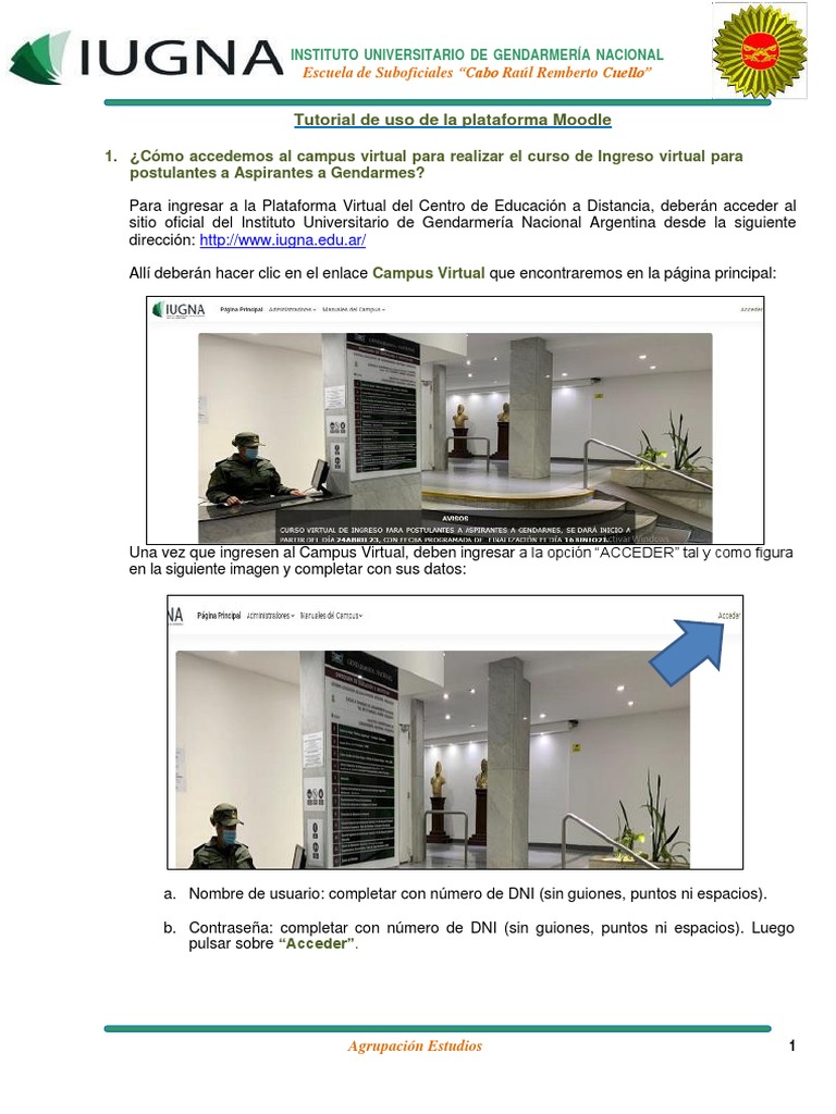 Tutorial Acceso y Uso Plataforma | PDF | Contraseña | Moodle