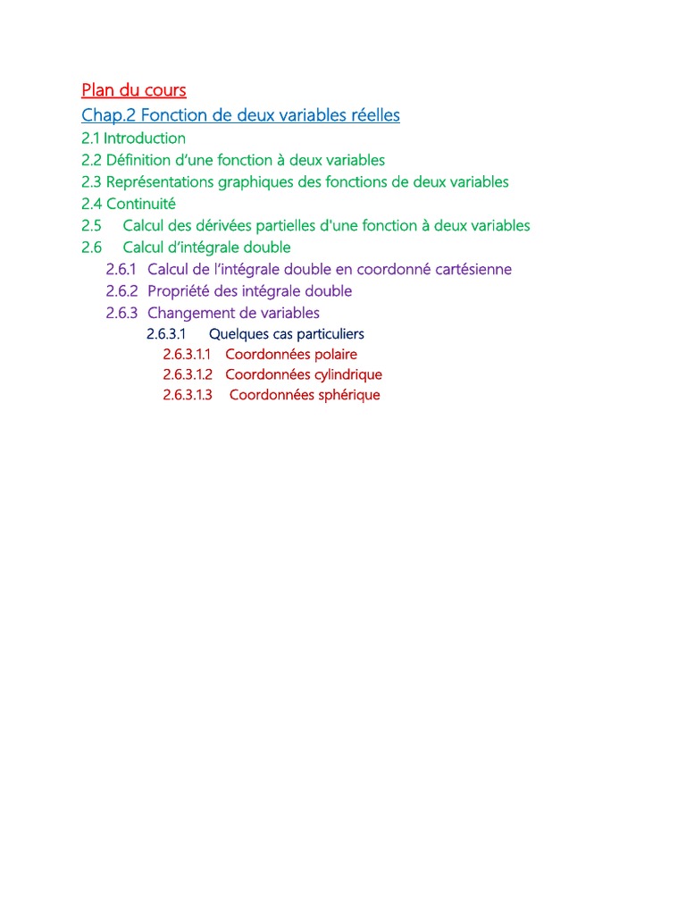 Fonctions de Deux Variables : Concepts et Calculs | PDF | Intégral ...