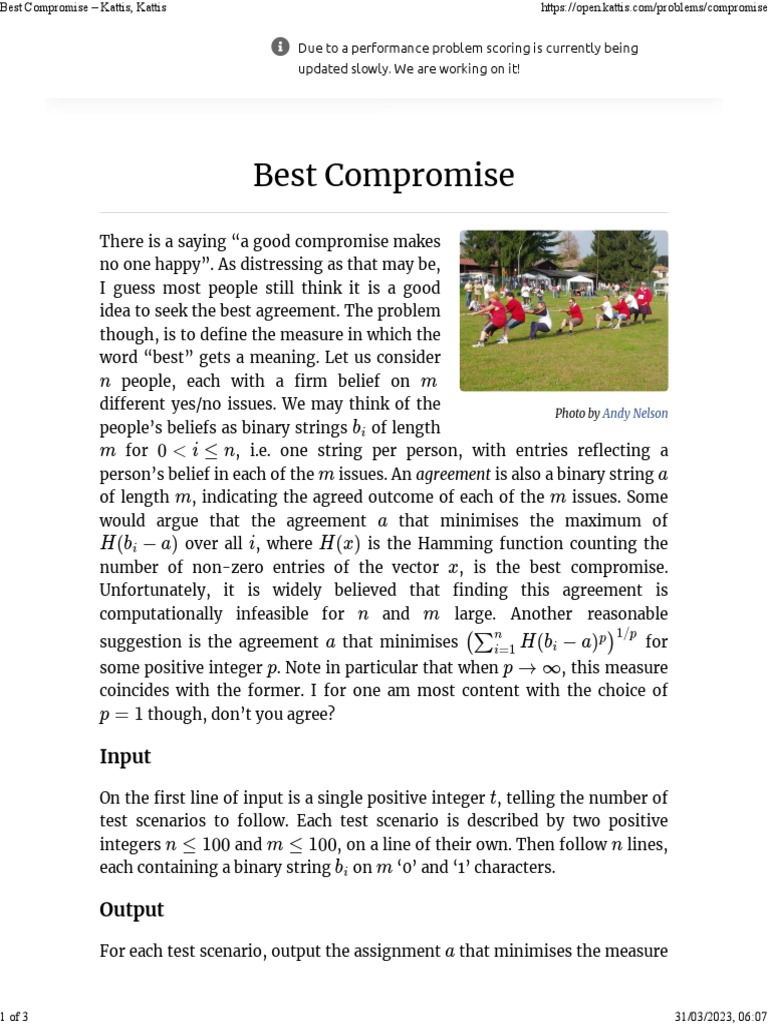 Best Compromise - Kattis, Kattis | PDF | Computer Engineering | Computing