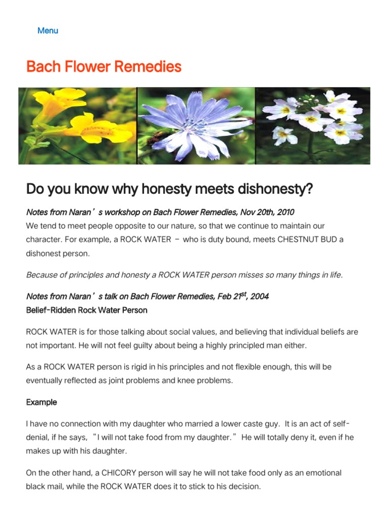 Naran's Bach Flower Remedies PDF Psychological Concepts Psychology