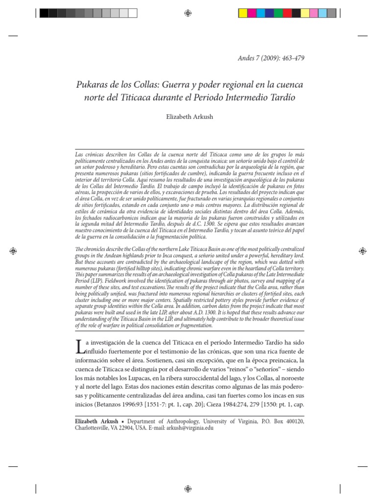 Pukaras de Los Collas | PDF | Imperio Inca | Sistema de información ...