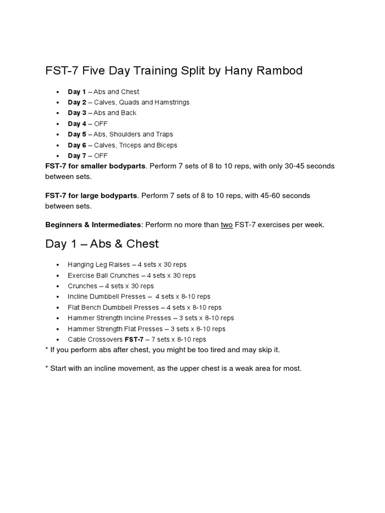 FST-7 (Fascia Stretch Training 7) Workout Routine & Nutrition