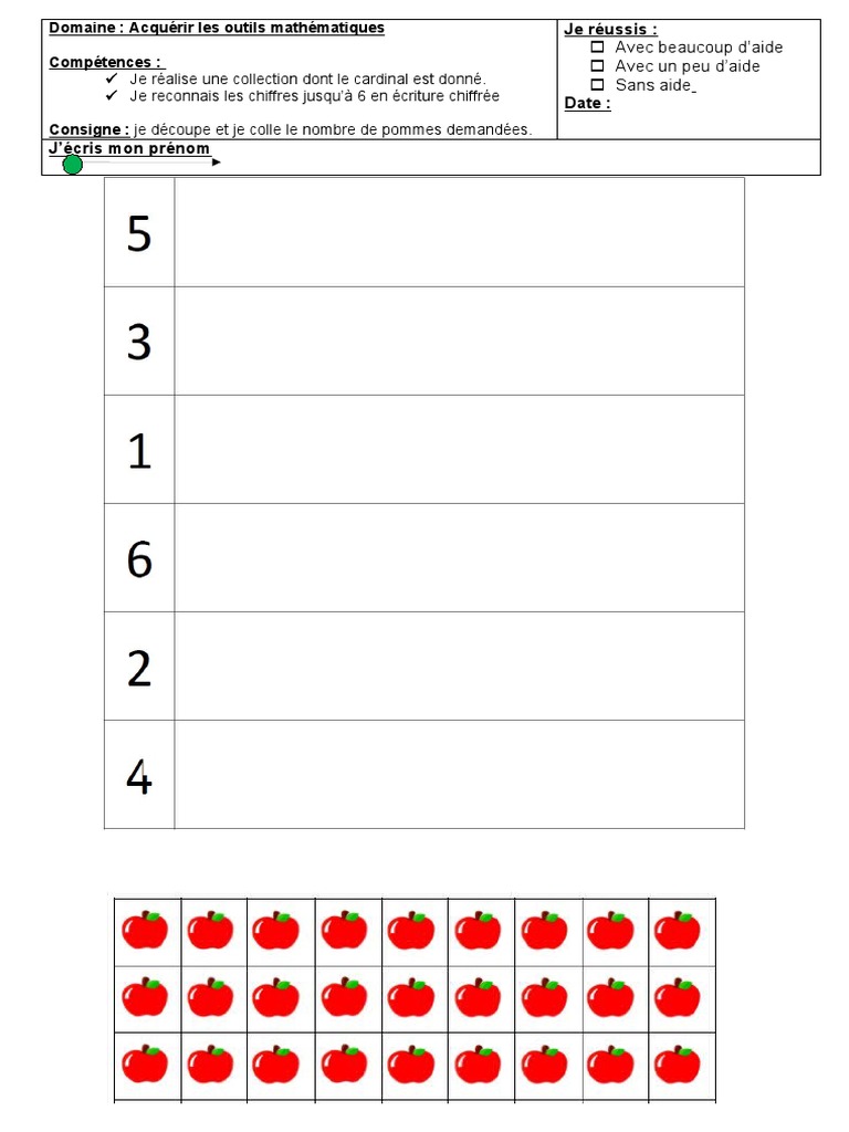 Fiche Maths Blanche Neige MS | PDF