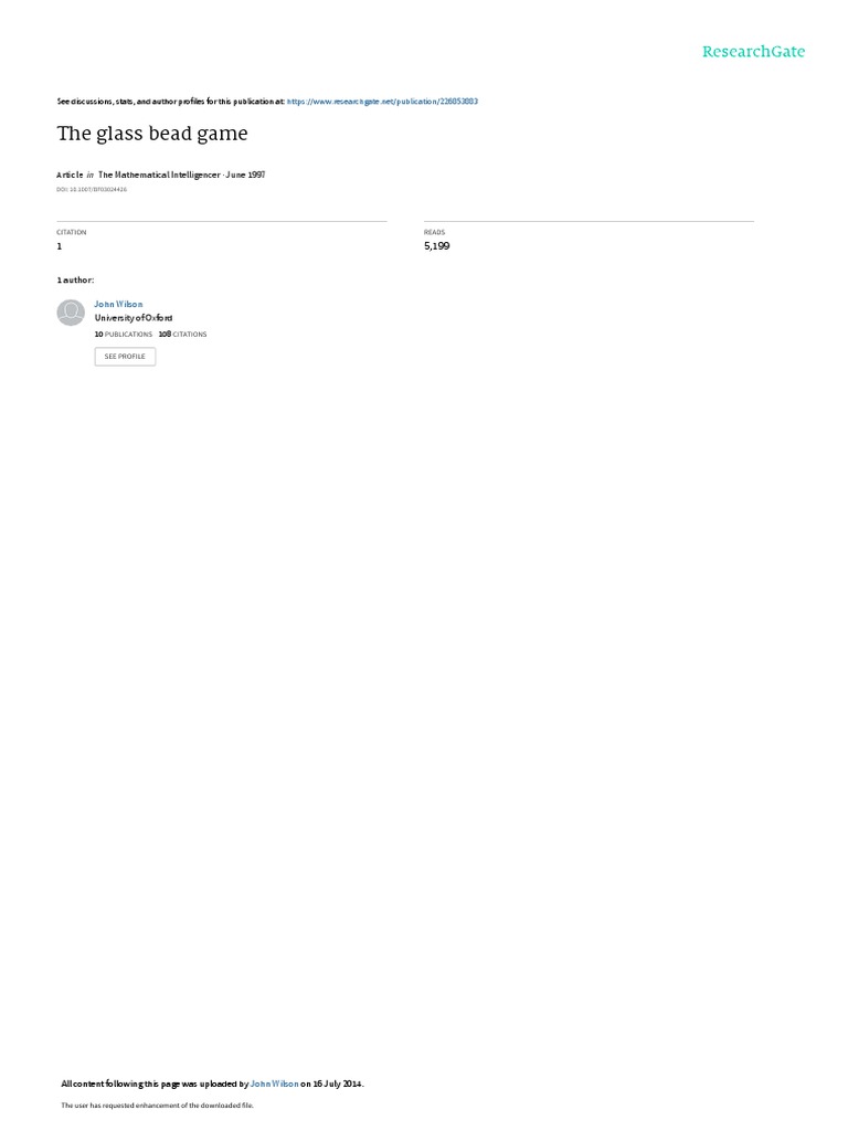 The Glass Bead Game PDF Mathematics