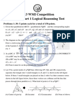 2013 WMI Competition Grade 9 Part 1 Logical Reasoning Test: Problems 1-30: 5 Points Each For A Total of 150 Points