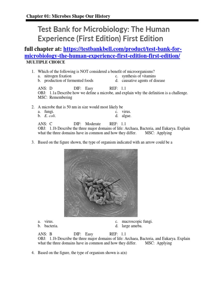 Test Bank For Microbiology The Human Experience First Edition First