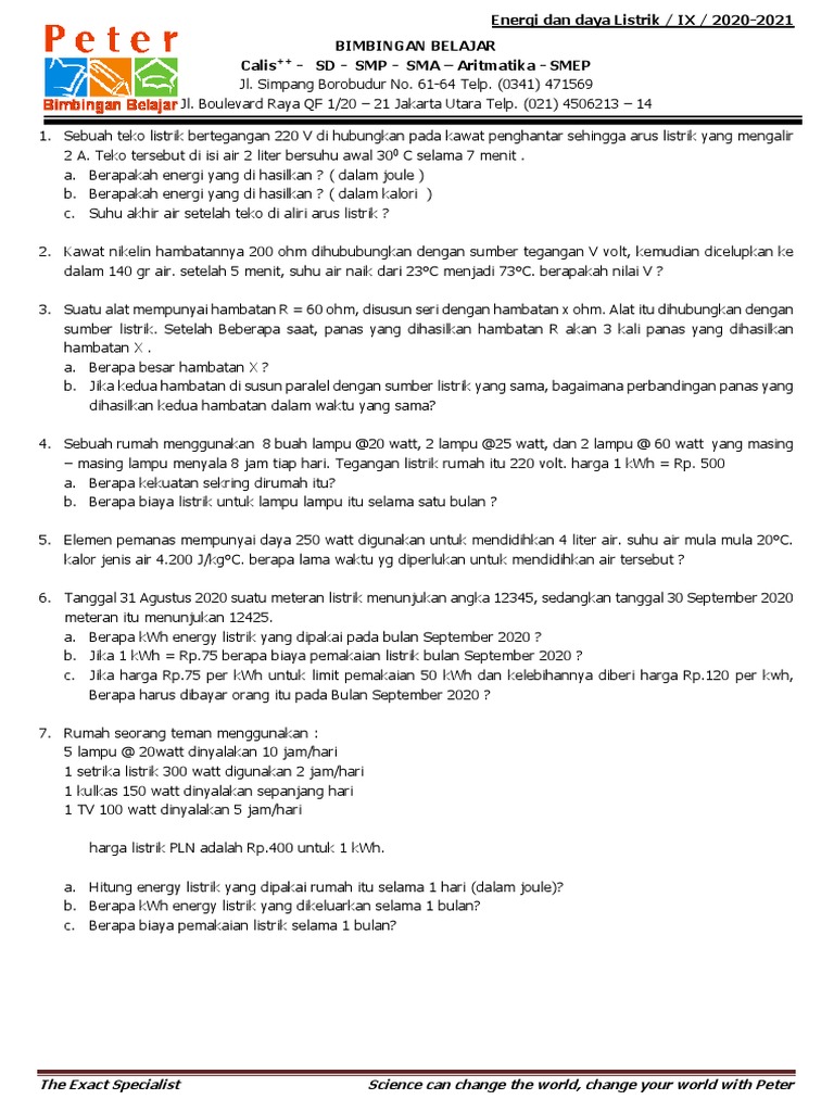 Rumus KWH penggunaan listrik rumah tangga