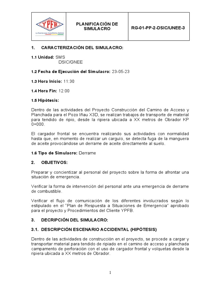 Simulacro de Derrame de Aceite en Proyecto | PDF | Tecnología