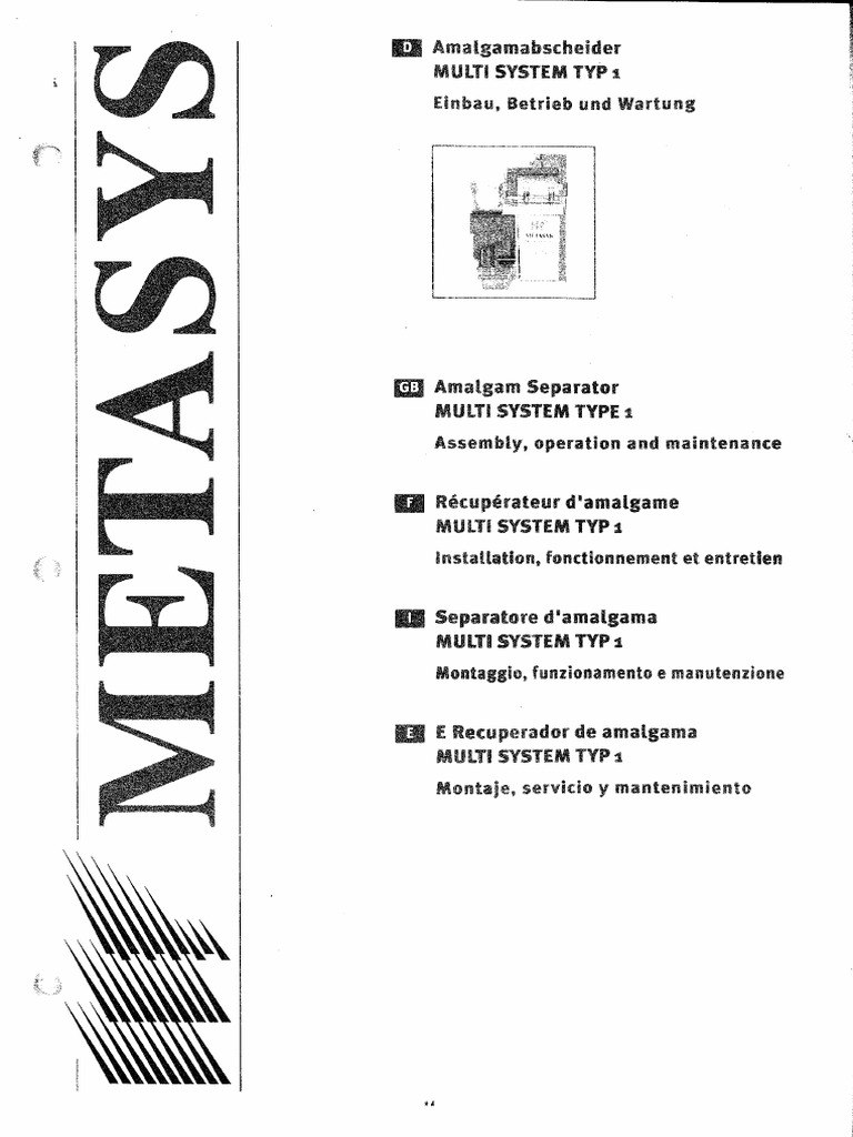 Metasys Amalgam Separator - Maintenance Manual 2 | PDF