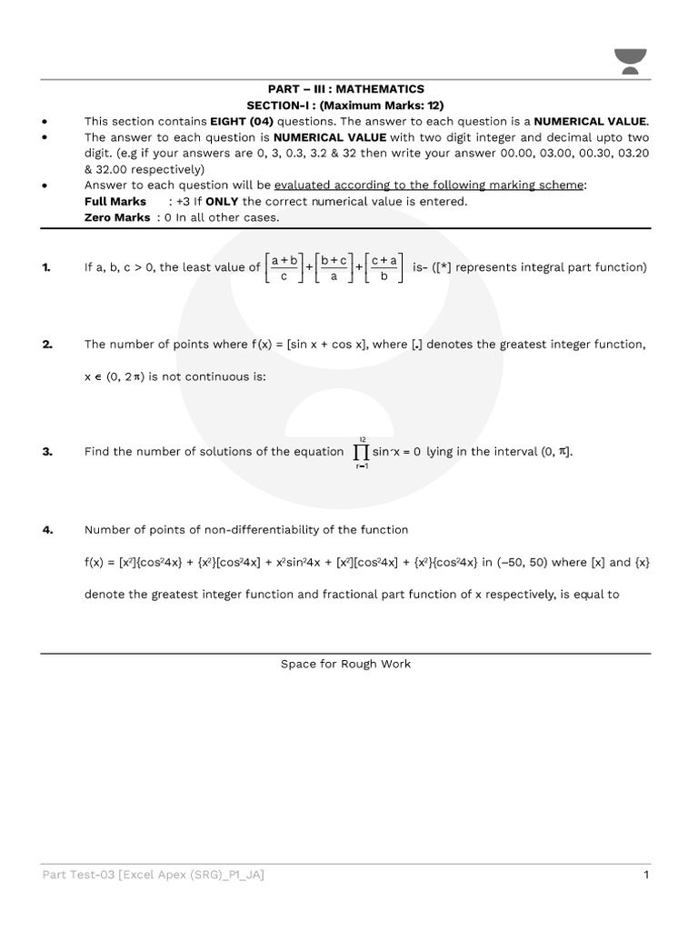 Numerical Value Questions and Answers | PDF