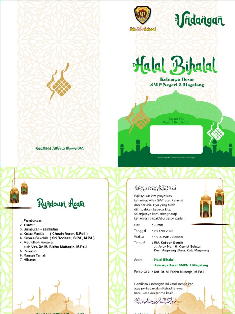 Contoh Undangan Halal Bihalal SMP Negeri | PDF