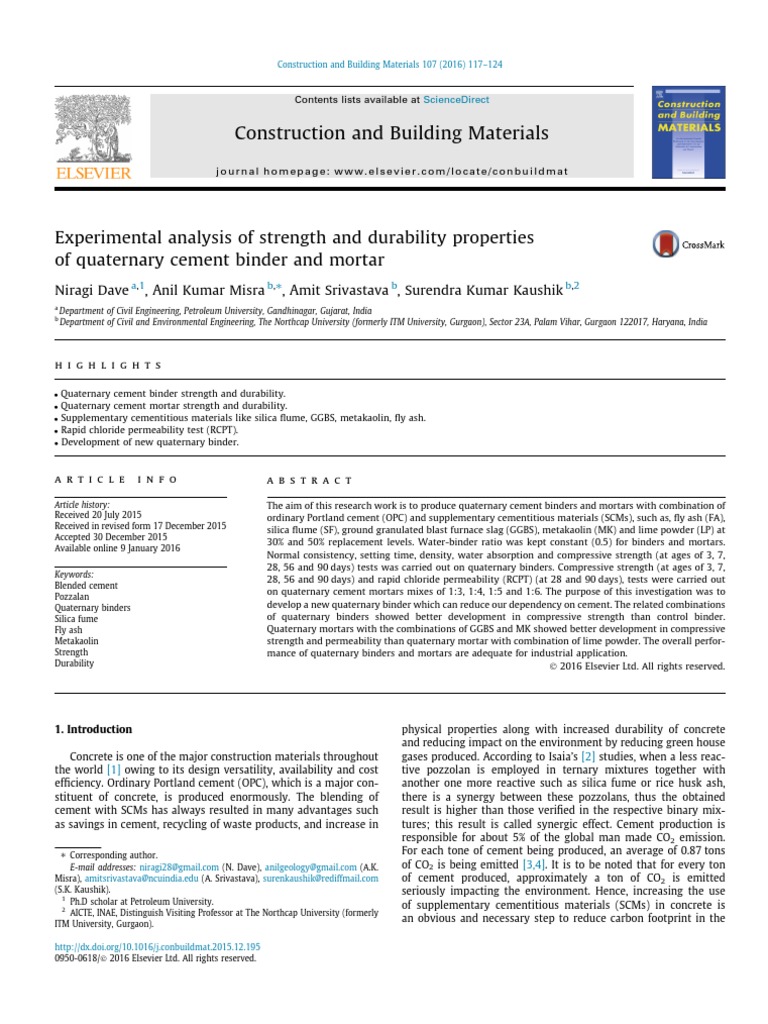 2016 Experimental Analysis of Strength and Durability Properties of ...
