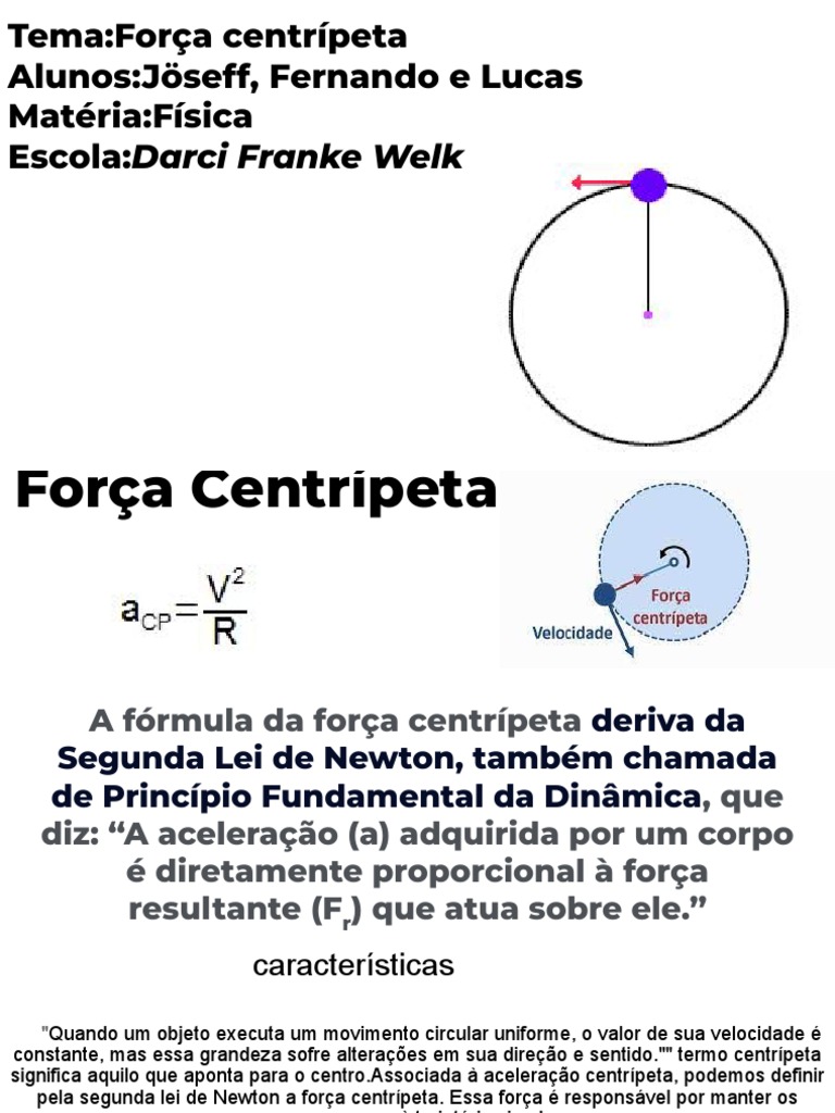 Fórmula e Experimento da Força Centrípeta | PDF | Força | Leis do ...