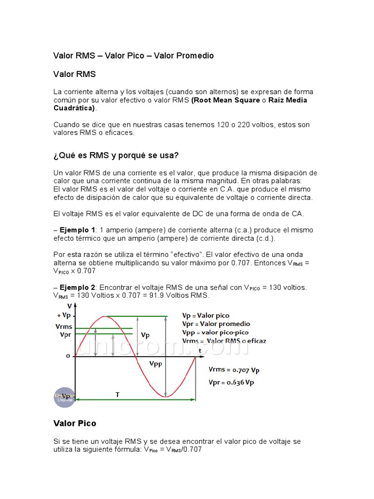 Relación entre Voltaje RMS y Pico | PDF | Ciencia y matemáticas