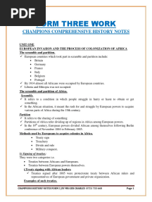 History Form 3 Notes Champ