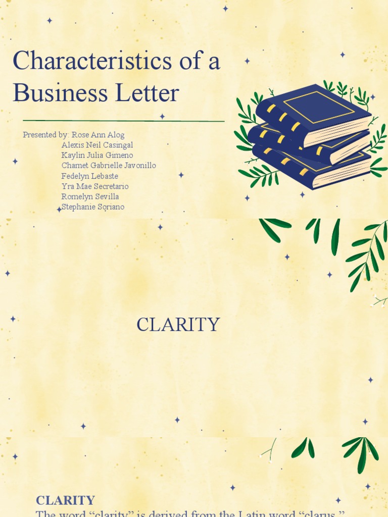 Characteristics of A Business Letter | PDF | Paragraph | Thought