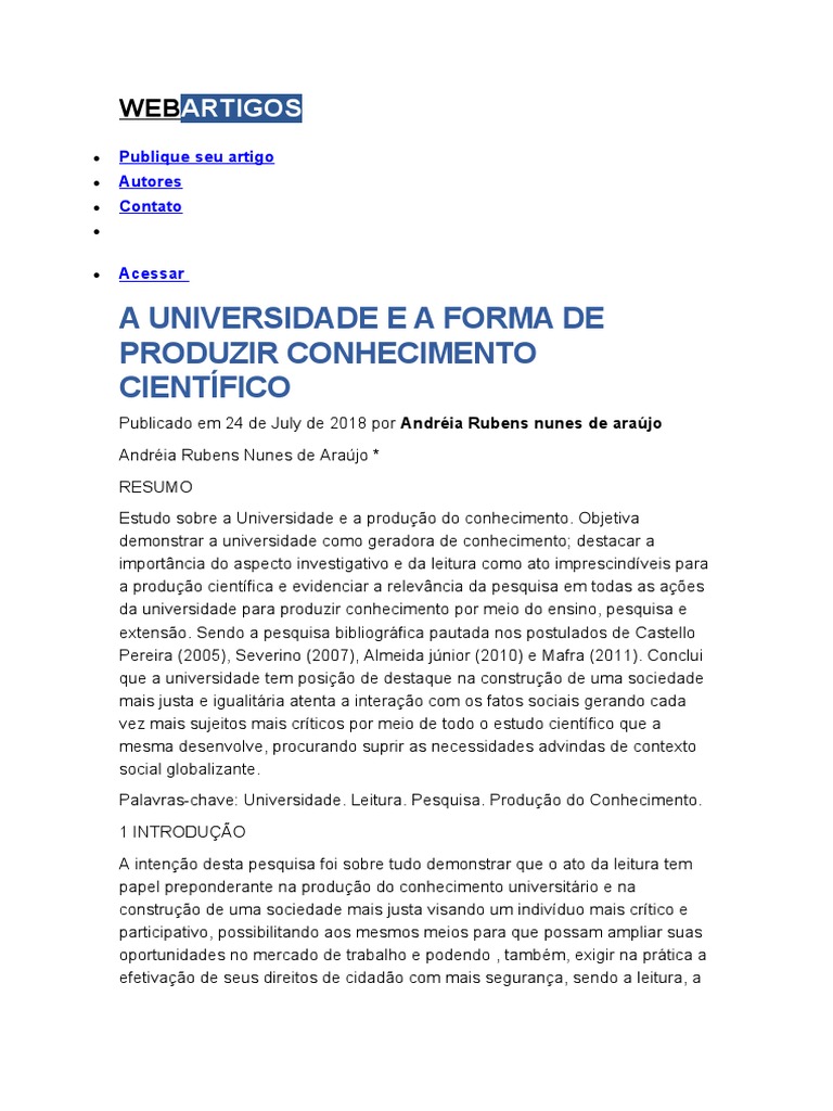 Produção de Conhecimento na Universidade | PDF | Padronização | Science