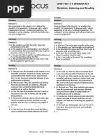 Focus 3 Unit Test 3 Answer Key | PDF