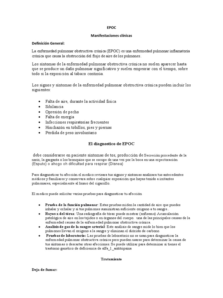 EPOC | PDF | Enfermedad pulmonar obstructiva crónica | Pulmón