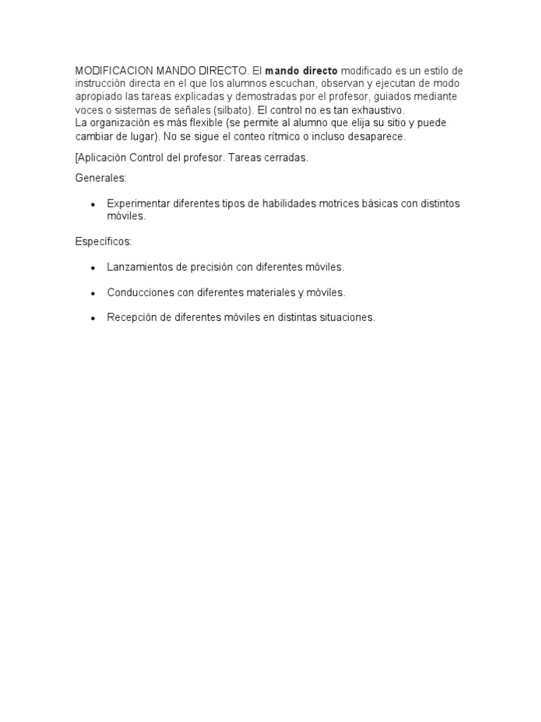 Mando Directo Modificado en Educación | PDF