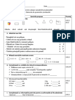 Test de Evaluare Sumativă La Matematică, Clasa A IV-a