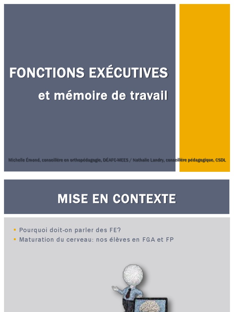 Comprendre les Fonctions Exécutives PDF Fonctions exécutives Mémoire — free download