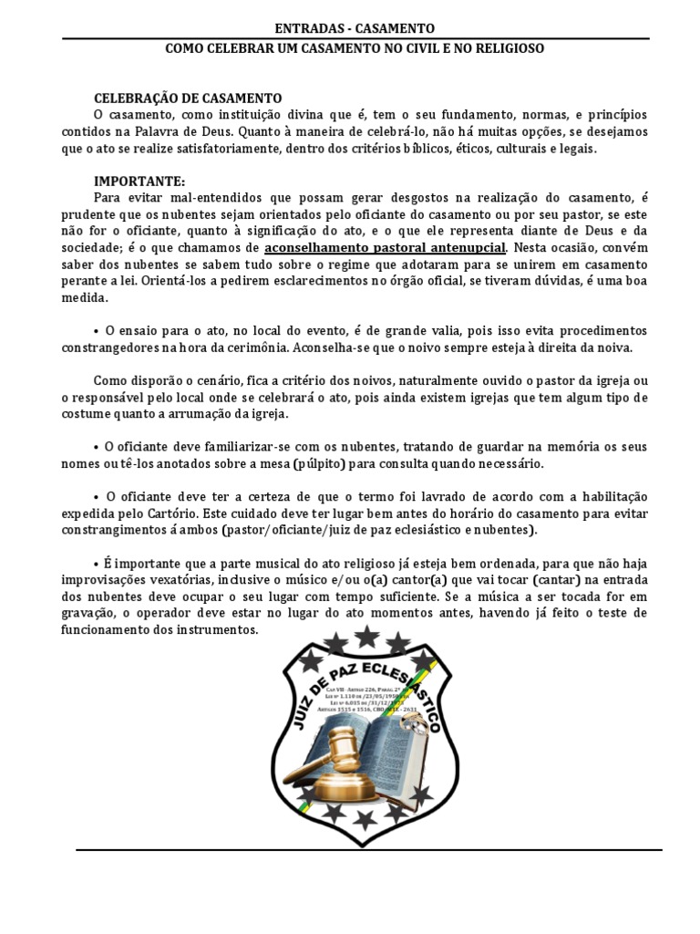 Como Celebrar Um Casamento No Civil e No Religioso - Compress | PDF ...