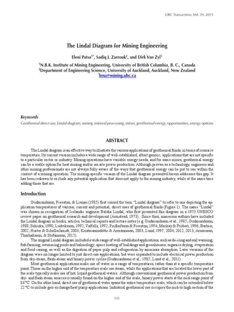The Lindal Diagram For Mining Engineering - Geothermal Source ...