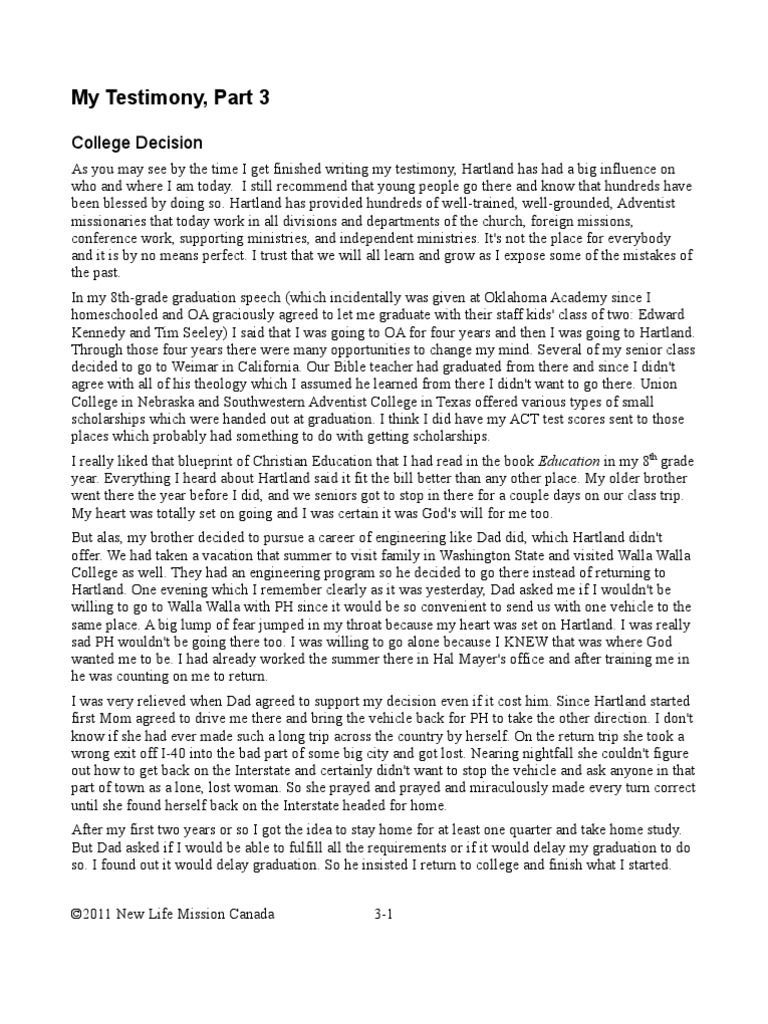 My Testimony Part 3 | PDF | Sin | Teachers