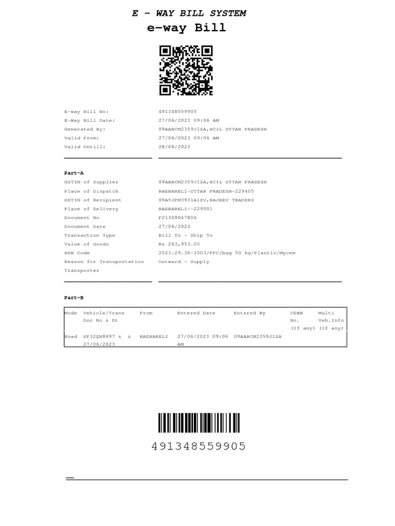 EWay Bill PDF