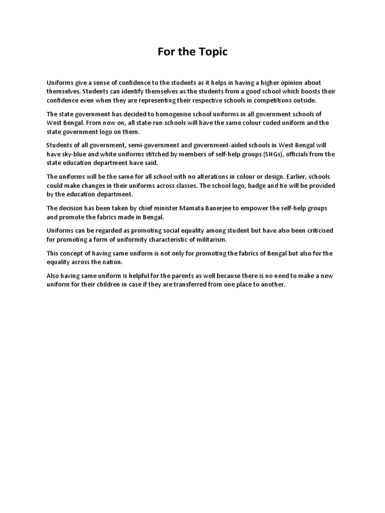 Why do we wear the same uniform in school PDF