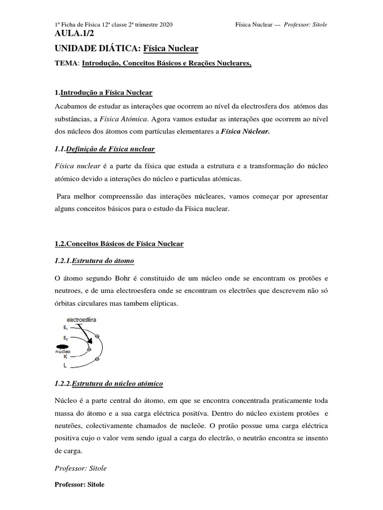 Física Nuclear Pdf Núcleo Atômico átomos