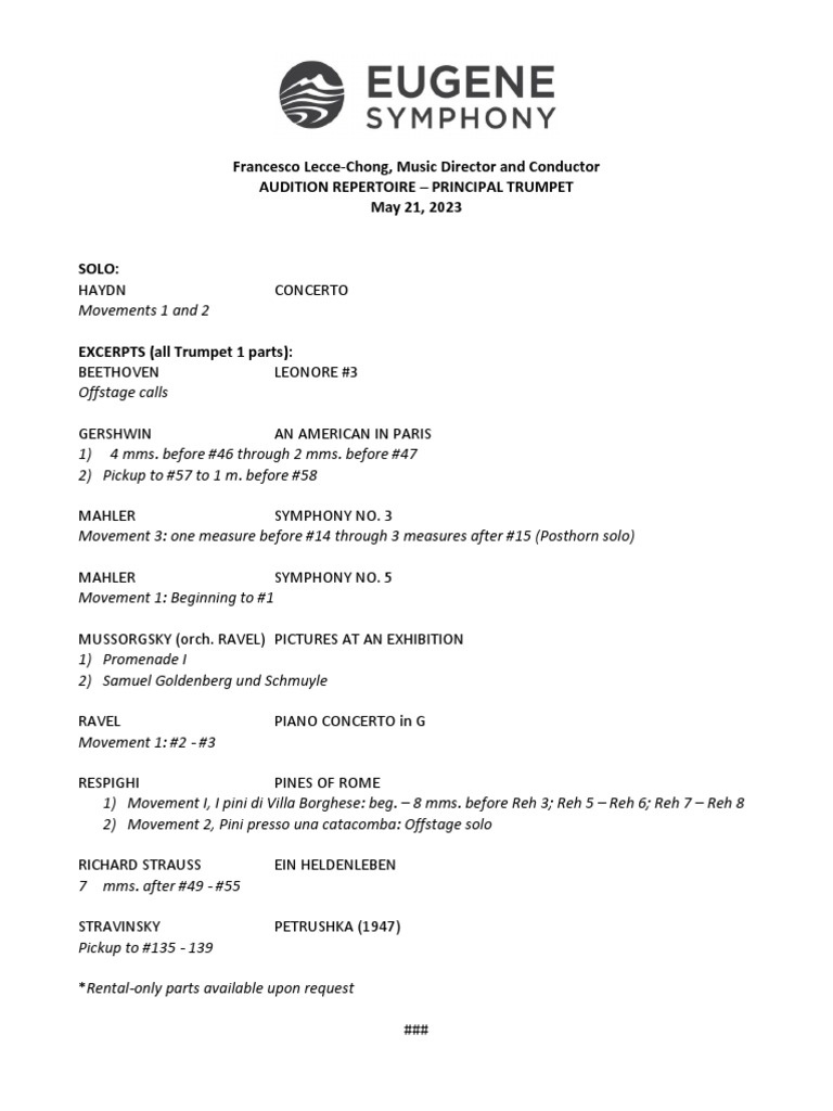 Principal Trumpet Audition Repertoire October 2022 3 PDF