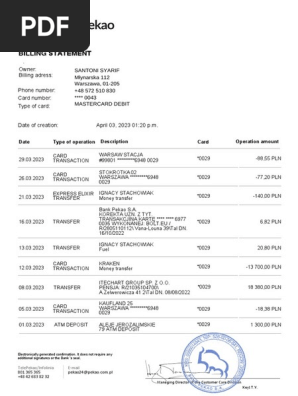 bank statement santoni