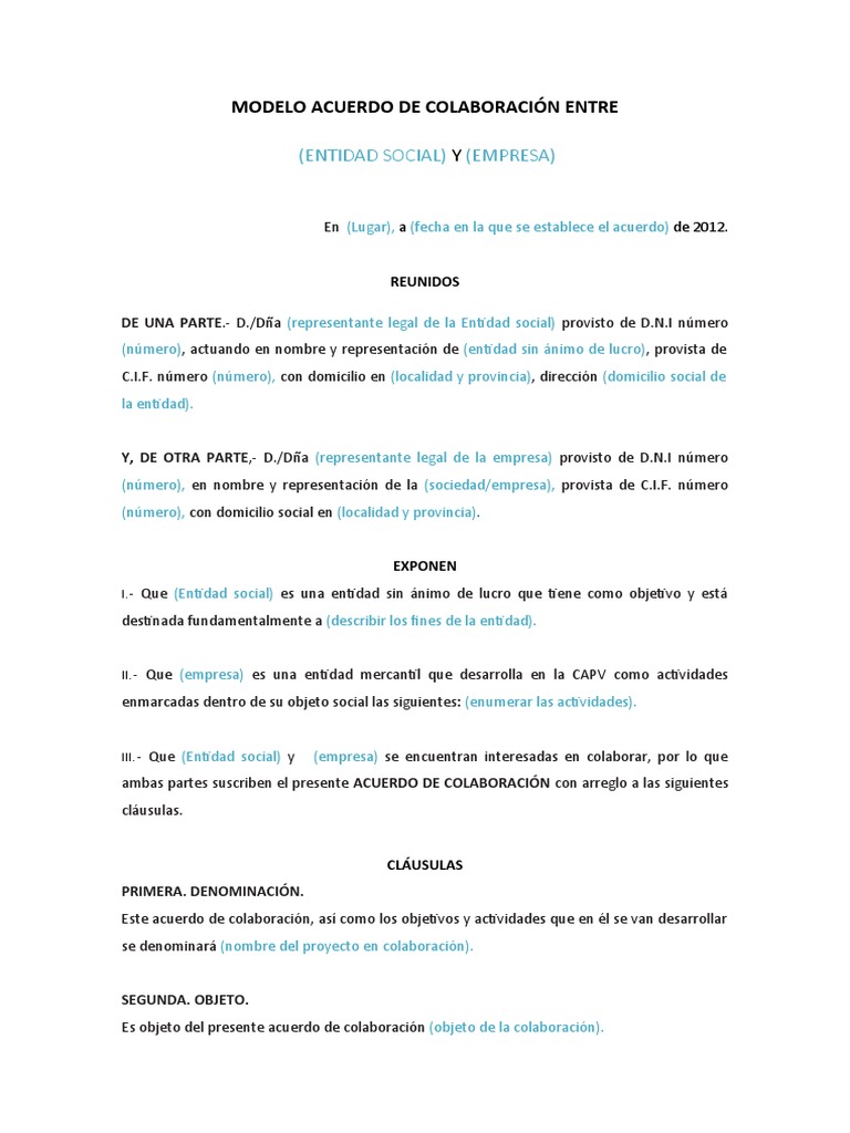 Modelo de Acuerdo | PDF | Privacidad de la información | Información ...