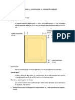 Normas para La Presentación de Informe Académico