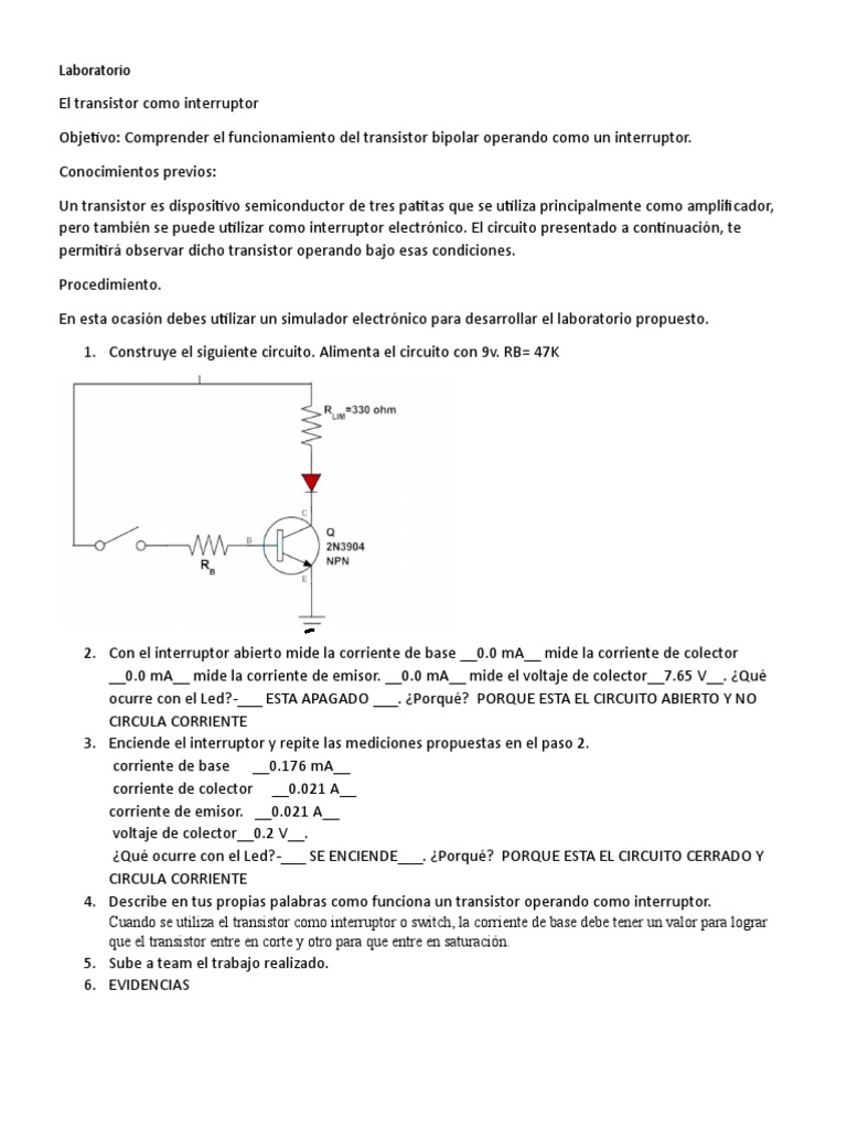 Transistor Como Interruptor PDF