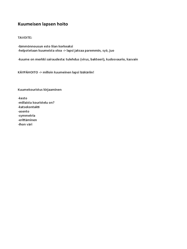 Kuumeisen Lapsen Hoito PDF