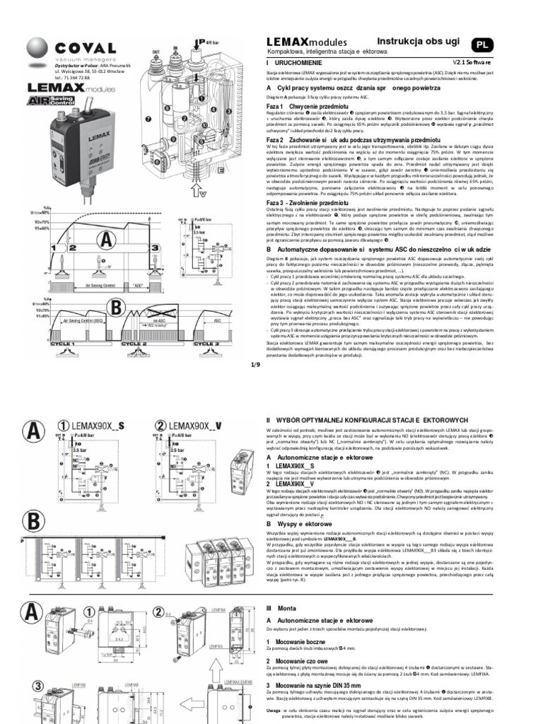 COVAL Stacja Eżektorowa Instrukcja | PDF