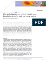 Use and Effectiveness of Policy Briefs As A Knowledge Transfer Tool: A Scoping Review