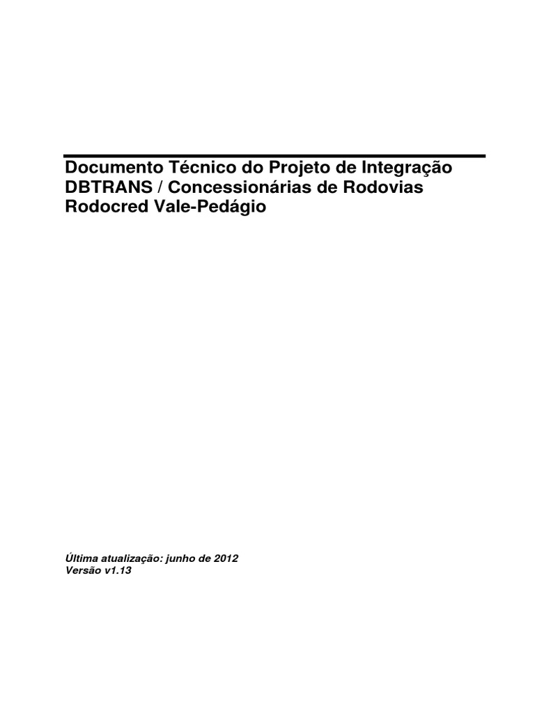 Integração DBTRANS e Rodocred Vale-Pedágio | PDF | Arquivo de texto ...