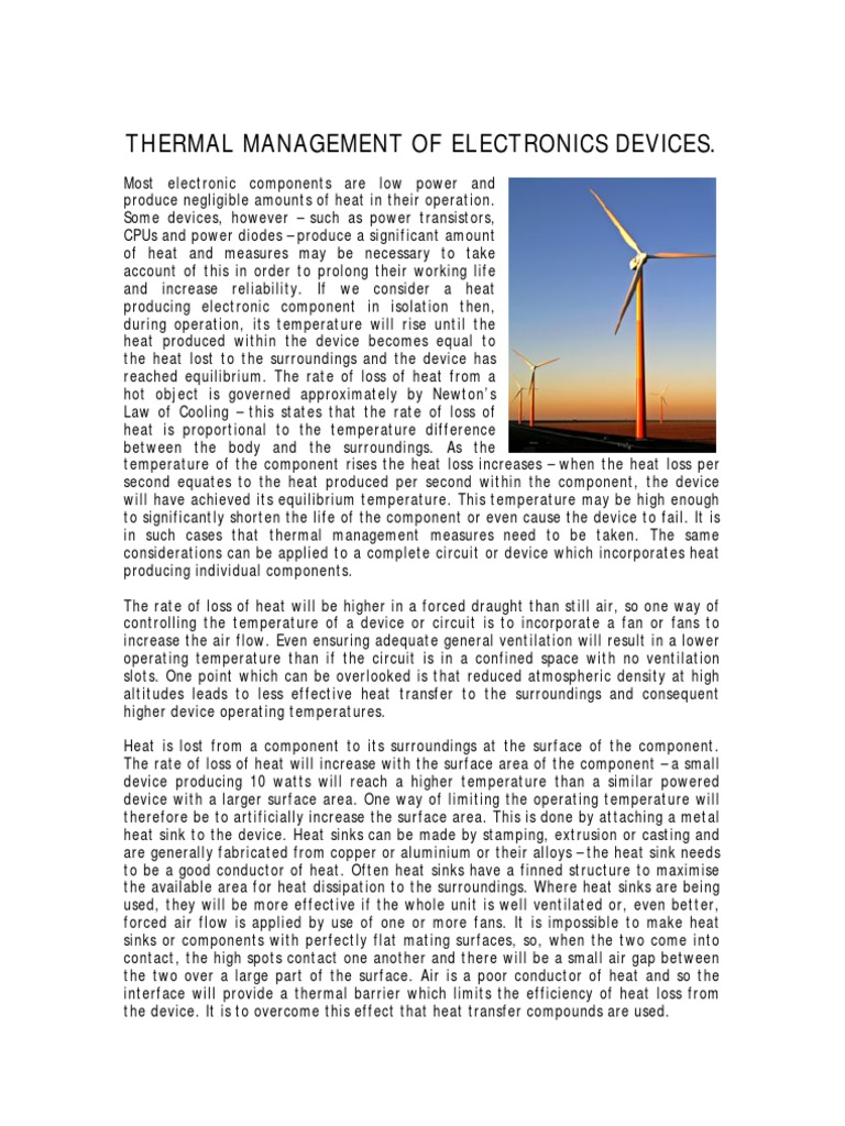 Thermal Management of Electronics Devices Download Free PDF Heat Transfer Heat