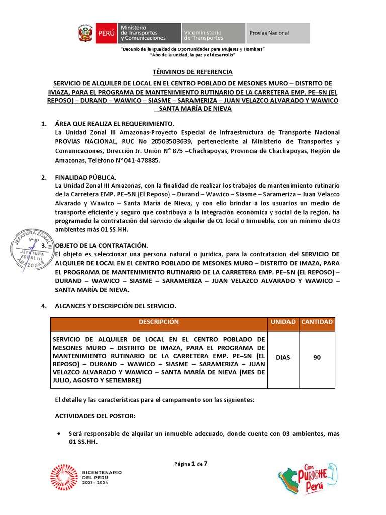 Alquiler de Local para Mantenimiento Vial | PDF | Corrupción política ...