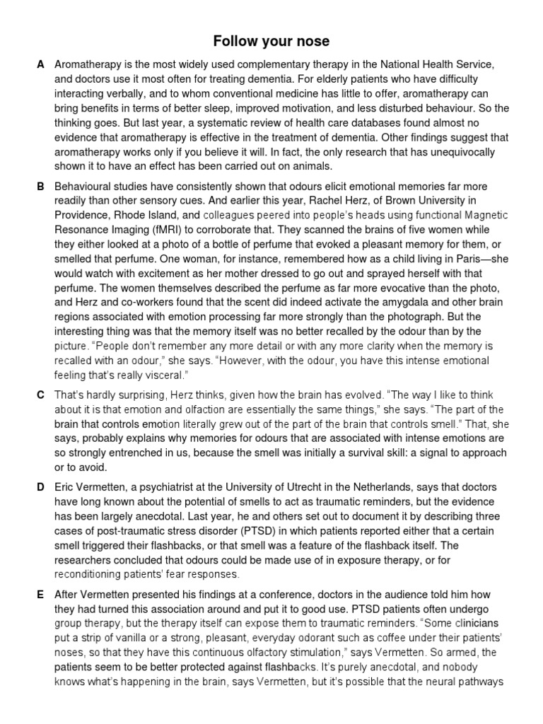 Follow Your Nose Pdf Odor Memory