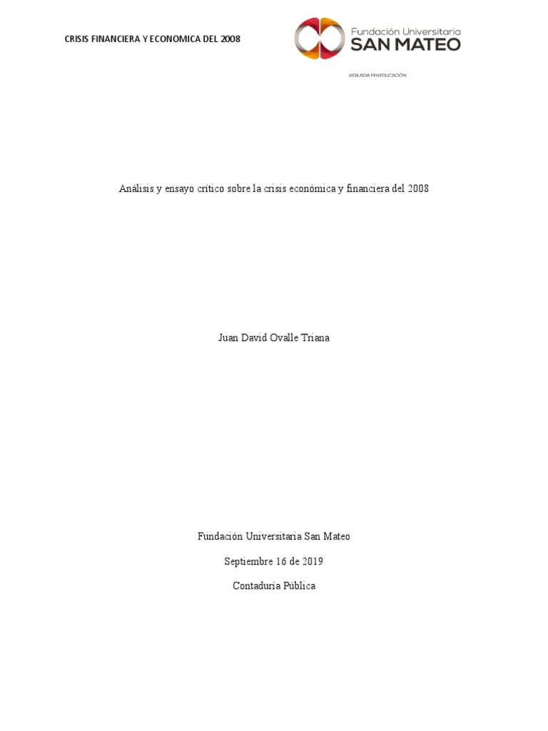 Análisis de la Crisis Financiera 2008 | PDF | Gran Recesión | Bancos
